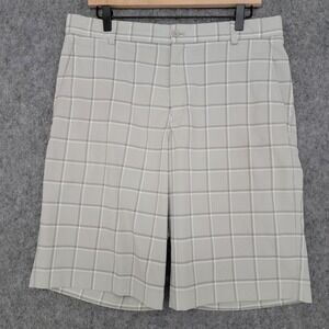 Nike Golf Shorts Mens 33 Gray Plaid 11" Inseam Performance Chino Athletic
